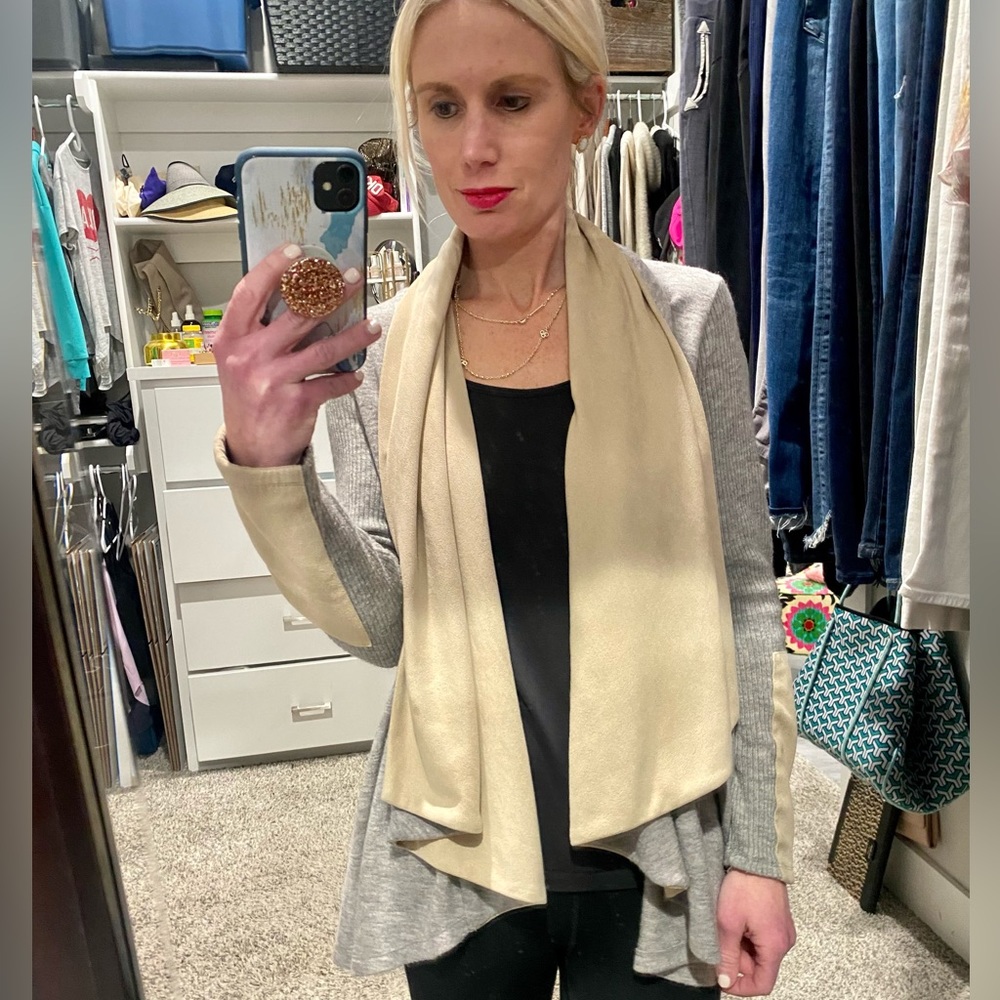 THML suede and cotton cardigan